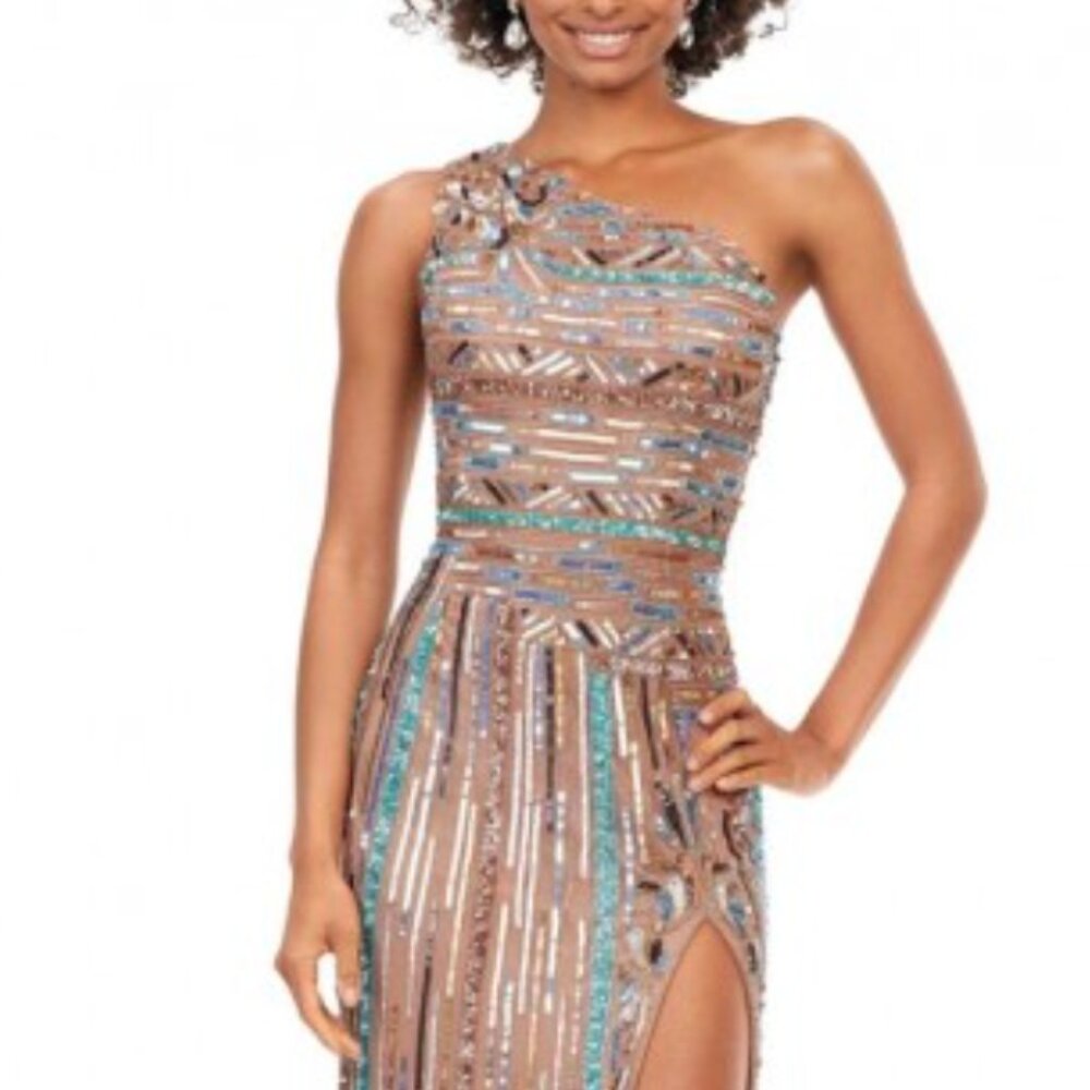 Ashley Lauren 11372 Aztec Inspired Beaded Gown